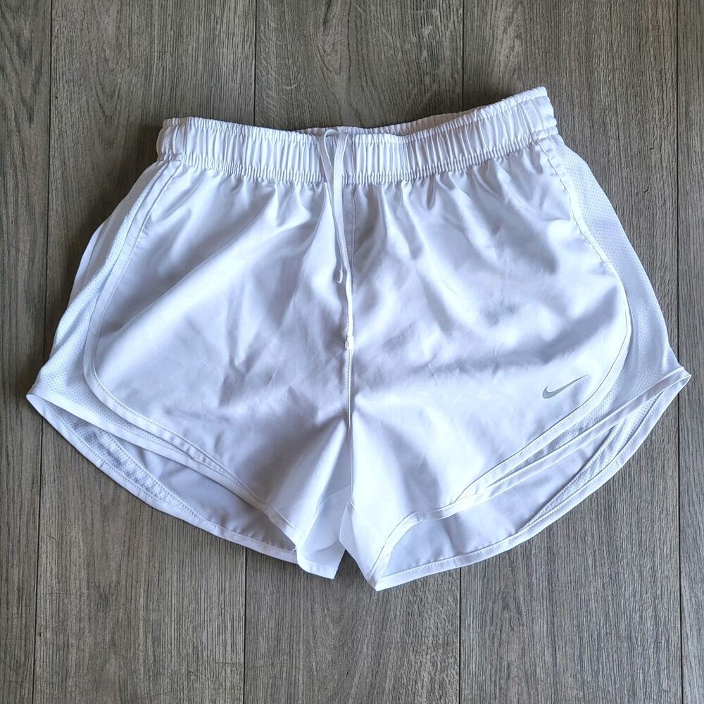Nike Dri-FIT Women’s White Athletic Running Shorts Mesh Polyester Logo S